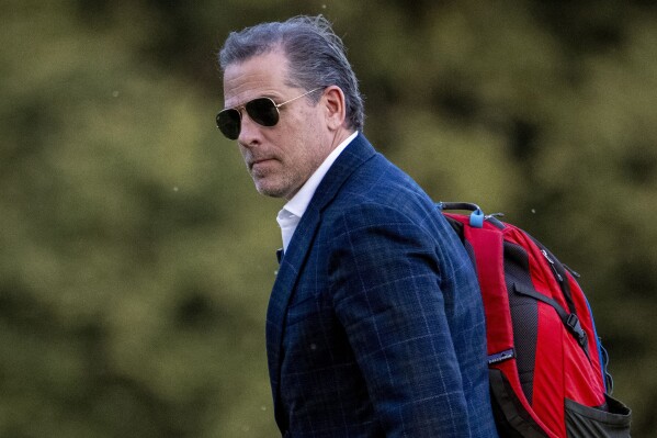 FILE - Hunter Biden, the son of President Joe Biden, walks from Marine One upon arrival at Fort McNair, June 25, 2023, in Washington. Hunter Biden has been indicted on nine tax charges in California as a special counsel investigation into the business dealings of the president's son intensifies against the backdrop of the looming 2024 election.(APPhoto/Andrew Harnik, File)
