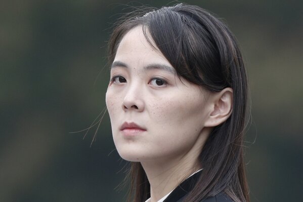 FILE - In this March 2, 2019, file photo, Kim Yo Jong, sister of North Korean leader Kim Jong Un, attends a wreath-laying ceremony at Ho Chi Minh Mausoleum in Hanoi, Vietnam. In North Korea's first comments directed at the Biden administration, Kim Yo Jong criticized the United States and South Korea for holding military exercises and warned the U.S. against further provocations if it wants a "good night's sleep for the next four years." Her statement was issued on Tuesday, March 16, 2021, as U.S. Secretary of State Antony Blinken and Defense Secretary Lloyd Austin arrived in Asia to talk to U.S. allies Japan and South Korea about North Korea and other regional issues. (Jorge Silva/Pool Photo via AP, File)