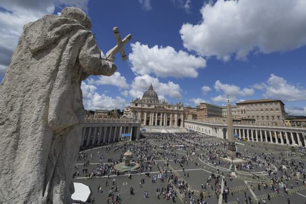 A view of St. Peter's Square during the conclave to elect a successor of late Pope Francis, at the Vatican, Thursday, May 8, 2025. (AP Photo/Antonio Calanni)
