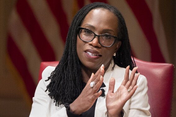 Supreme Court Justice Ketanji Brown Jackson speaks to the 2025 Supreme Court Fellows Program, Feb. 13, 2025, at the Library of Congress in Washington. (AP Photo/Jacquelyn Martin, Pool, File)