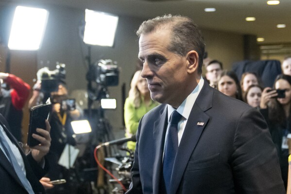 Hunter Biden departs after a closed door private deposition with House committees leading the President Biden impeachment inquiry, on Capitol Hill, Wednesday, Feb. 28, 2024, in Washington. (AP Photo/Alex Brandon)