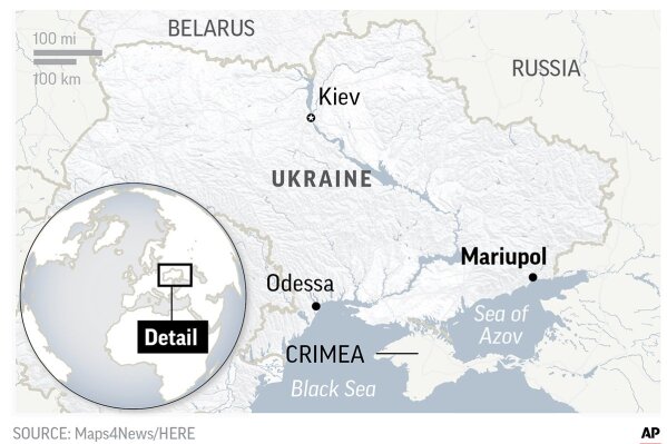 
              Two Ukrainian navy artillery boats and a tugboat were transiting from Odessa on the Black Sea to Mariupol in the Sea of Azov.
            