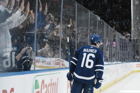 Mitchell Marner of the Toronto Maple Leafs leaves the ice after