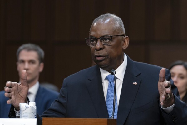 Secretary of Defense Lloyd Austin testifies before Senate Committee on Armed Services during a hearing on Department of Defense Budget Request for Fiscal Year 2025 and the Future Years Defense Program on Capitol Hill in Washington, Tuesday, April 9, 2024. (AP Photo/Jose Luis Magana)