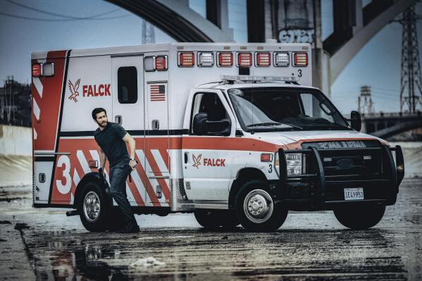 This image released by Universal Pictures shows Jake Gyllenhaal in a scene from "Ambulance." (Andrew Cooper/Universal Pictures via AP)