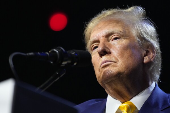 FILE - Republican presidential candidate, former President Donald Trump, speaks at a campaign rally, June 6, 2024, in Phoenix. (AP Photo/Rick Scuteri, File)