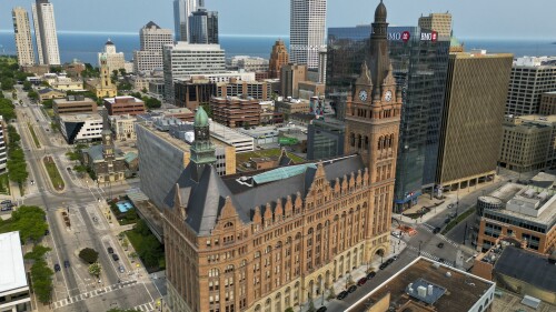 Milwaukee City Hall is seen Wednesday, June 14, 2023, in Milwaukee. A plan to prevent Milwaukee from going bankrupt, struck between Republican lawmakers, leaders in the heavily Democratic city and Gov. Tony Evers, was up for approval Wednesday in the Wisconsin Legislature. (AP Photo/Morry Gash)