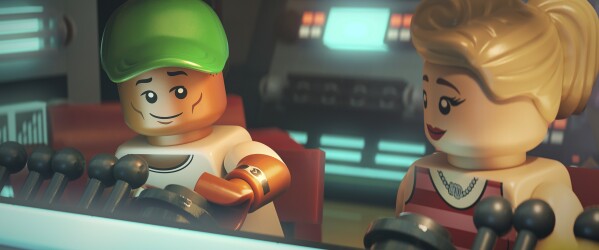 This image released by Focus Features shows lego characters Pharrell Williams, left, and Gwen Stefani in a scene from "Piece By Piece." (Focus Features via AP)