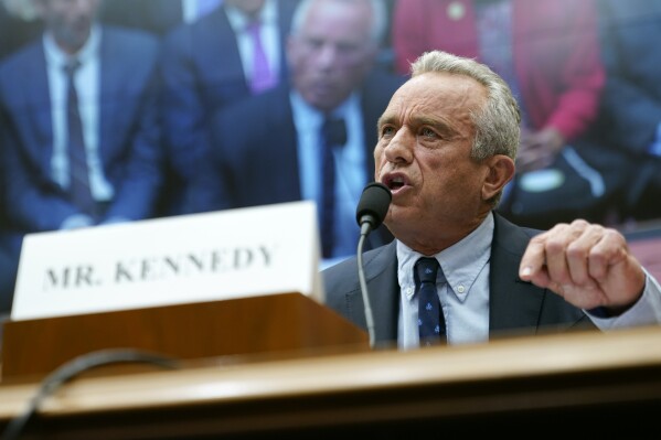 Robert F. Kennedy, Jr., testifies before a House Judiciary Select Subcommittee on the Weaponization of the Federal Government hearing on Capitol Hill in Washington, Thursday, July 20, 2023. (AP Photo/Patrick Semansky)