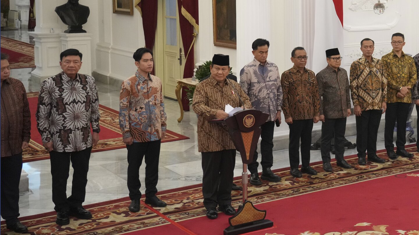 Indonesia’s new president announces Cabinet. It’s the largest in the country’s history