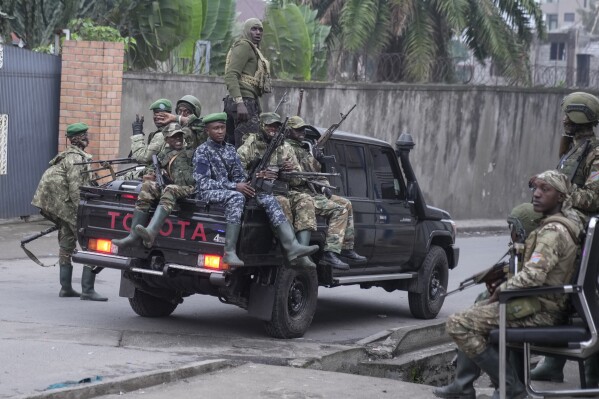 M23 rebels patrol the streets of Goma, Democratic Republic of the Congo, Wednesday, Jan. 29, 2025. (AP Photo/Brian Inganga, File)