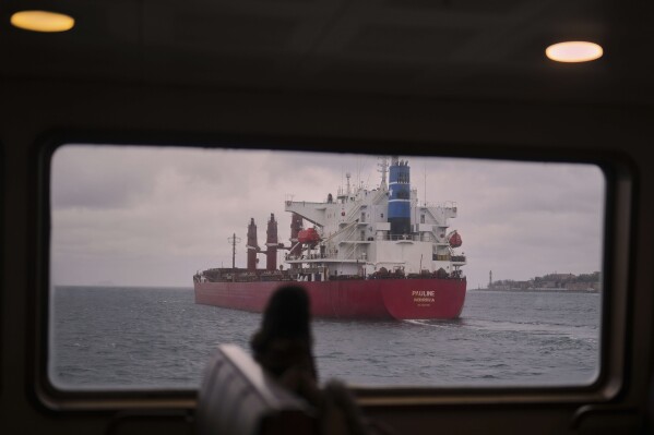 Bulk carrier ship Pauline sails across the Bosphorus strait, in Istanbul, Turkey, April 7, 2025. (AP Photo/Francisco Seco, File)