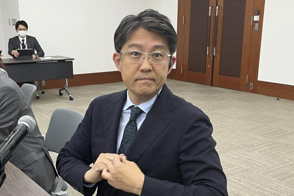 Koji Sato, President of Toyota Motor Co., poses for a photo at Toyota’s office in Tokyo, Friday, April 21, 2023. Toyota’s new president Sato has promised what he called an aggressive shift on “electrification,” while acknowledging criticism that Japan’s top automaker has fallen behind. (AP Photo/Yuri Kageyama)