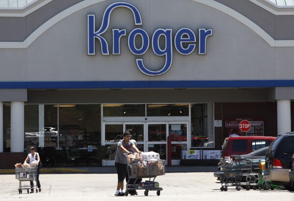 FILE - A Kroger grocery store is seen on June 12, 2012, in Dearborn, Mich. Kentucky Attorney General Russell Coleman filed a lawsuit Monday, Feb. 12, 2024, against Kroger Co., one of the nation’s largest grocery chains, claiming its pharmacies helped fuel the state's deadly opioid addiction crisis. (AP Photo/Paul Sancya, File)