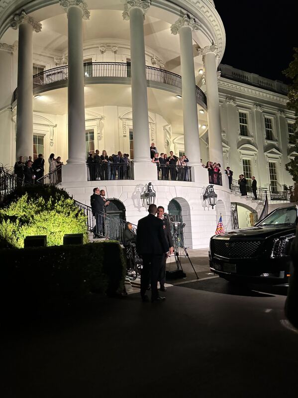 The White House seen on March 7, 2024. (AP Photo/Fatima Hussein) 