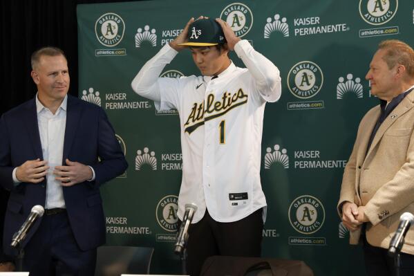 Shintaro Fujinami of Japan of the Oakland Athletics leaves the