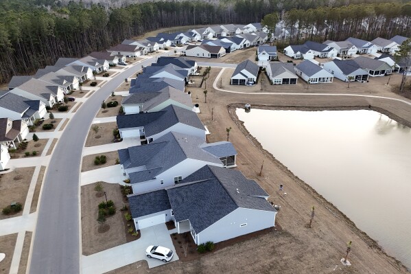 File - An aerial view shows a new housing development in Okatie, SC, Feb. 1, 2024. Rhode Island House Speaker Joseph Shekarchi is pushing a package of more than a dozen bills aimed at addressing the state's ongoing housing crisis. Shekarchi said he wants Rhode Island to be a state where families can raise their children, where young people can live near their parents and hometowns, and where seniors can age in place with dignity. (AP Photo/Gene J. Puskar, File)
