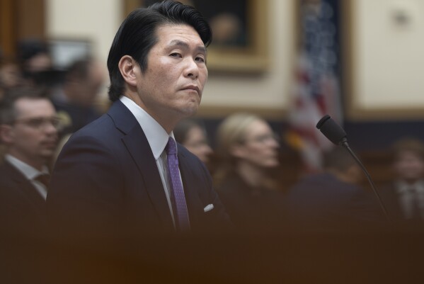 Special counsel Robert Hur takes his seat as he appears before the House Judiciary Committee for a hearing on whether President Joe Biden had mishandled classified information after his time as vice president, at the Capitol in Washington, Tuesday, March 12, 2024. (AP Photo/J. Scott Applewhite)