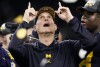 Michigan head coach Jim Harbaugh celebrates after their win against Washington in the national championship NCAA College Football Playoff game Monday, Jan. 8, 2024, in Houston. (AP Photo/Godofredo A. Vasquez)