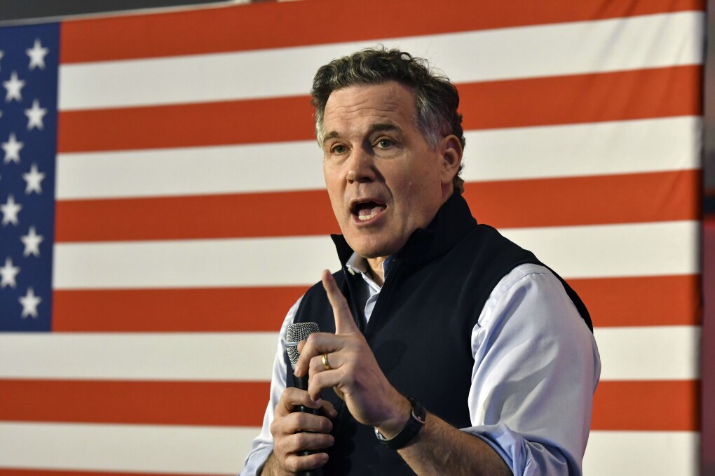 David McCormick, the Republican nominee for U.S. Senate in Pennsylvania, speaks at a campaign event at the Beerded Goat Brewing Co., April 25, 2024, in Harrisburg, Pa. (AP Photo/Marc Levy)