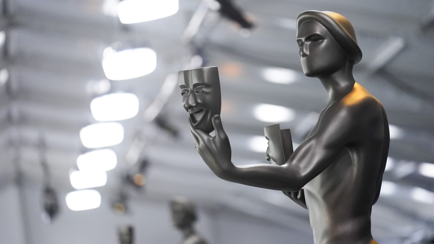 The SAG Actor statue on display at the 30th annual Screen Actors Guild Awards on Saturday, Feb. 24, 2024, at the Shrine Auditorium in Los Angeles. (AP Photo/Chris Pizzello)