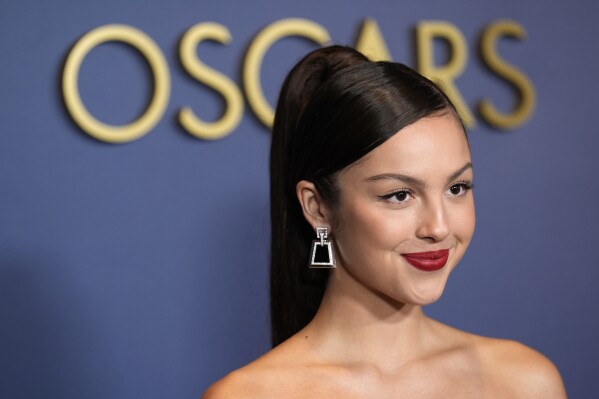 Olivia Rodrigo arrives at the Governors Awards on Tuesday, Jan. 9, 2024, at the Dolby Ballroom in Los Angeles. (AP Photo/Chris Pizzello)