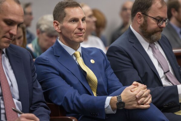 Judge Jefferson Griffin, the Republican candidate for the N.C. Supreme Court listens to testimony in Wake County Superior Court on Friday, February 7, 2025 in Raleigh, N.C. (Robert Willett/The News & Observer via AP, File)