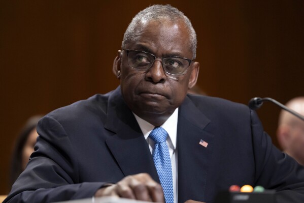 FILE - Secretary of Defense Lloyd Austin attends a hearing of the Senate Appropriations Committee Subcommittee on Defense on Capitol Hill, May 8, 2024, in Washington. (AP Photo/Mark Schiefelbein, File)
