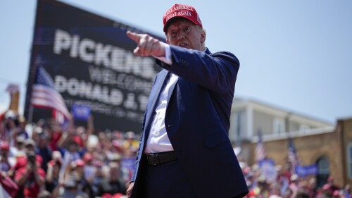 Former President Donald Trump speaks during a rally, Saturday, July 1, 2023, in Pickens, S.C. (AP Photo/Chris Carlson)
