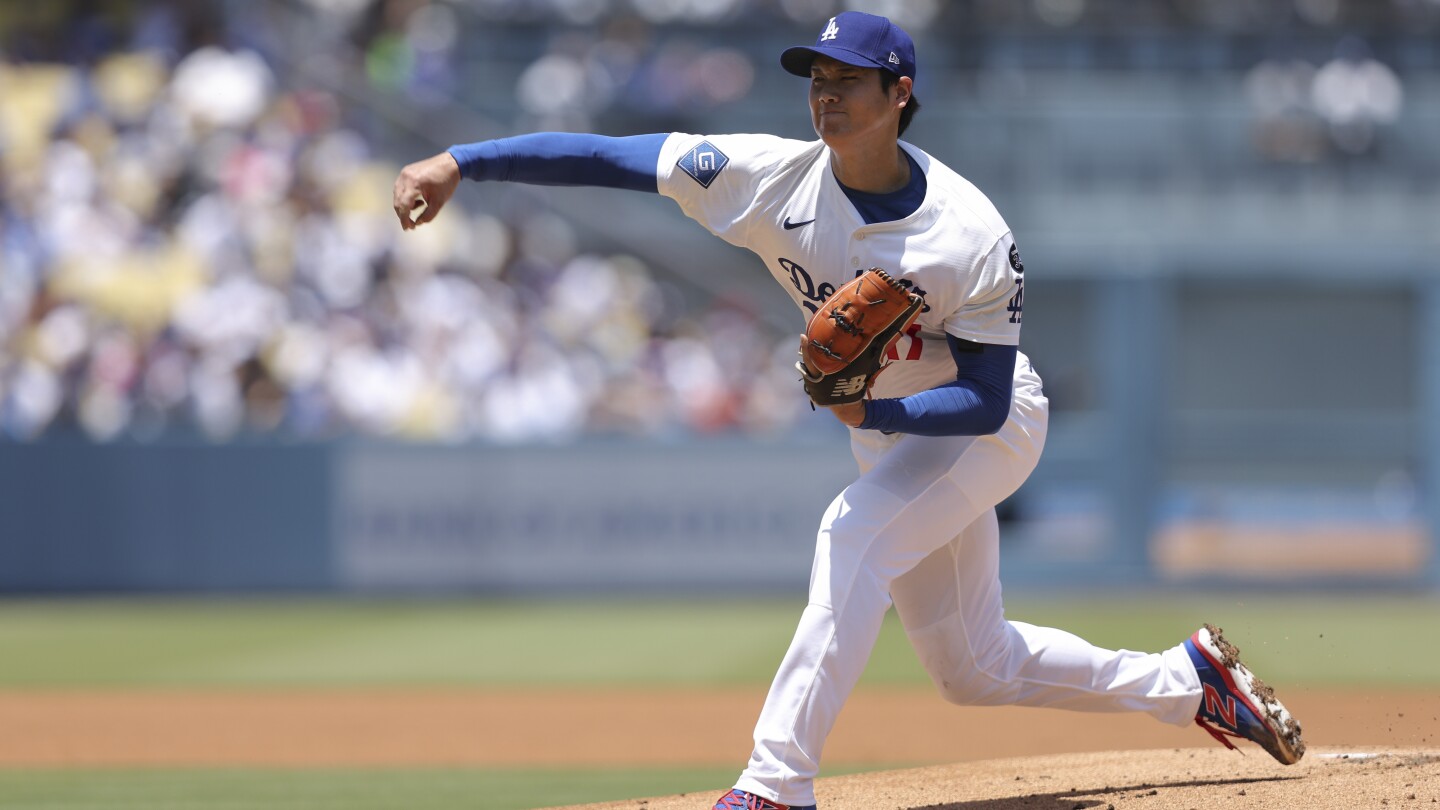 Shohei Ohtani pitches sharp first inning for Dodgers before driving in 5 runs at the plate - AP News