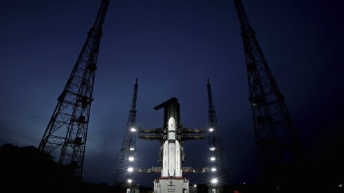 La nave espacial de la India Chandrayaan-3 lista para su despegue en Sriharikota, India. Foto suministrada por la Organización de Investigaciones Espaciales de la India. (Organización de Investigaciones Espaciales de la India via AP)