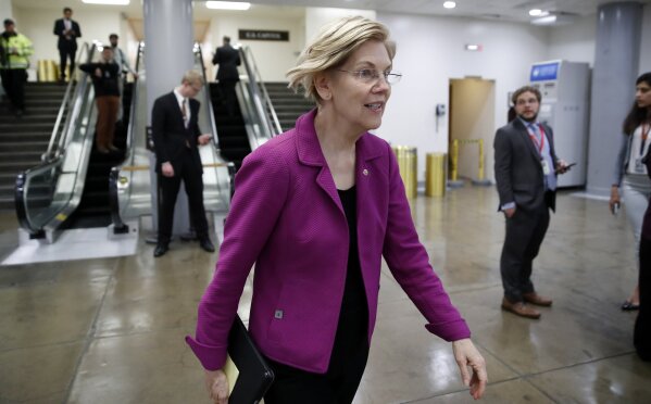 
              Sen. Elizabeth Warren, D-Mass., departs after a vote on Gina Haspel to be CIA director, on Capitol Hill, Thursday, May 17, 2018 in Washington. The Senate confirmed Haspel as the first female director of the CIA following a difficult nomination process that reopened an emotional debate about brutal interrogation techniques in one of the darkest chapters in the spy agency's history. (AP Photo/Alex Brandon)
            