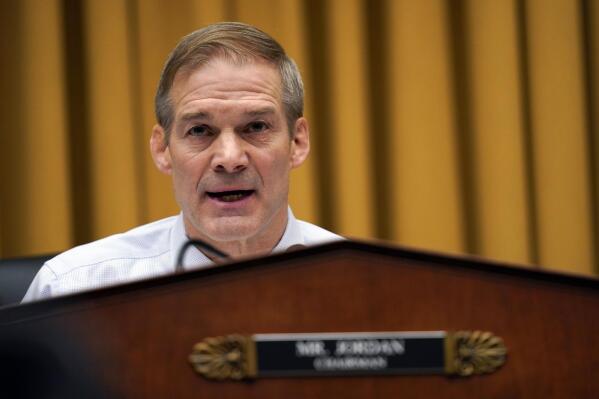 Chairman Jim Jordan, R-Ohio, speaks during a House Judiciary subcommittee hearing on what Republicans say is the politicization of the FBI and Justice Department and attacks on American civil liberties, on Capitol Hill, Thursday, Feb. 9, 2023, in Washington. (AP Photo/Carolyn Kaster)