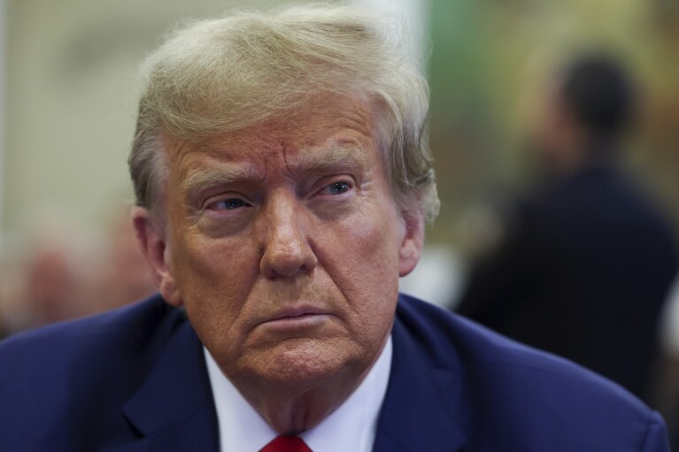 Former U.S. President Donald Trump attends the closing arguments in the Trump Organization civil fraud trial at New York State Supreme Court in the Manhattan borough of New York, Thursday, Jan. 11, 2024. (Shannon Stapleton/Pool Photo via AP)