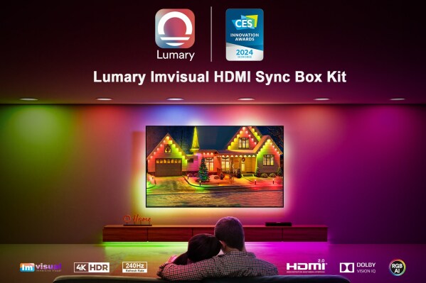 Lumary Imvisual HDMI Sync Box with 6 Inch Zigbee Smart Recessed Lights and TV Backlight