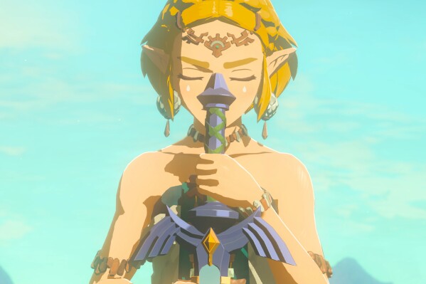 This video game image released by Nintendo shows a scene from "The Legend of Zelda: Tears of the Kingdom." (Nintendo via AP)