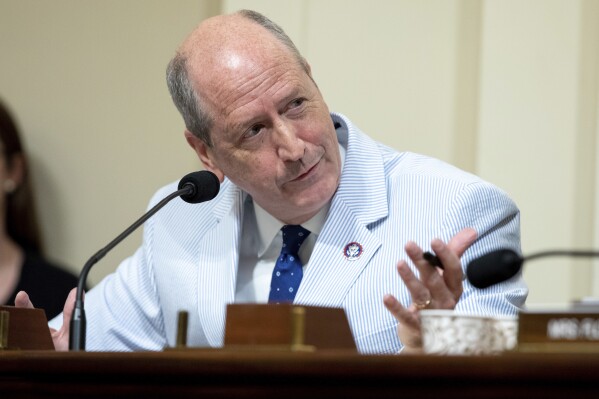 CORRECTS PARTY AFFILIATION TO REPUBLICAN, NOT DEMOCRAT - FILE - U.S. Rep. Dan Bishop, R-N.C., speaks during a House committee on Homeland Security hearing addressing threats to election security at the Capitol, July 20, 2022, in Washington. Bishop announced on Thursday, Aug. 3, 2023, that he would run for North Carolina attorney general in 2024 rather than seek to remain in Congress, where he's become a conservative foil to House Speaker Kevin McCarthy. (AP Photo/Amanda Andrade-Rhoades, File)