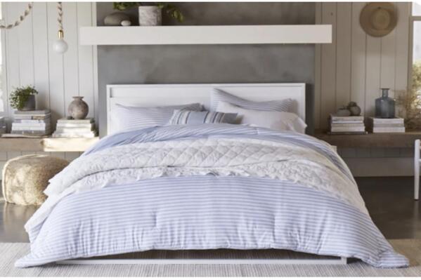 This photo provided by Walmart shows items from the Gap's home collection. Gap and Walmart are joining together in a multi-year strategic partnership to introduce a Gap home collection that will be exclusively sold on the discounter’s website, starting June 24, 2021 (Walmart via AP)
