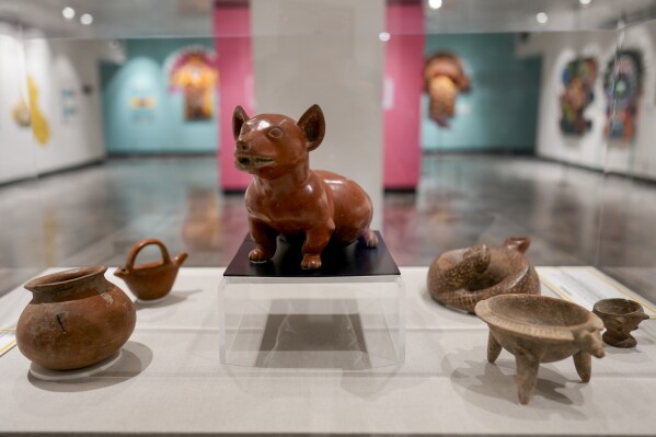 Pre-Columbian artifacts from Mexico are displayed as part of the 'Repatriation and Its Impact' exhibit at The Parthenon, Tuesday, July 2, 2024, in Nashville, Tenn. The museum is working to repatriate the pieces back to Mexico. (AP Photo/George Walker IV)