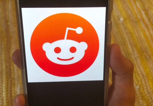 This Monday, June 29, 2020 photo shows the Reddit logo on a mobile device in New York. Reddit, an online comment forum that is one of the internet's most popular websites, on Monday, June 29, 2020 ...