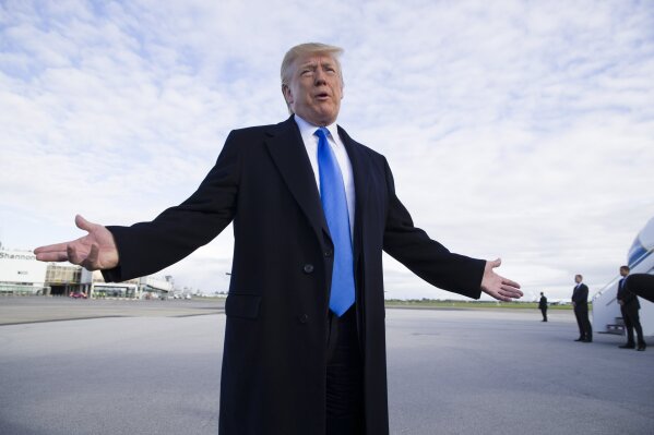 President Donald Trump speaks before he departs Shannon Airport, Thursday, June 6, 2019, in Shannon, Ireland. (AP Photo/Alex Brandon)