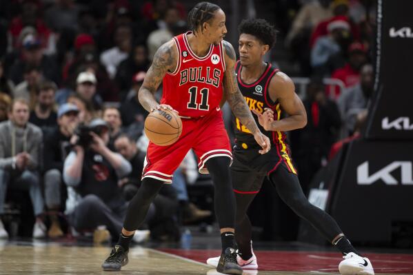 Shoes worn by Ayo Dosunmu of the Chicago Bulls are shown as he