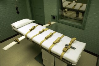 FILE - This undated file photo shows the gurney in the death chamber in Huntsville, Texas. An annual report released Friday, Dec. 1, 2023, on capital punishment says more Americans now believe the death penalty is administered unfairly. (Carlos Antonio Rios)/Houston Chronicle via AP, File)