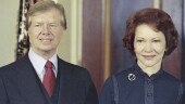 FILE - President-elect Jimmy Carter, left, with his wife, Rosalynn Carter, Dec. 3, 1976. Rosalynn Carter, the closest adviser to Jimmy Carter during his one term as U.S. president and their four decades thereafter as global humanitarians, died Sunday, Nov. 19, 2023. She was 96. (AP Photo/Charles Harrity, File)