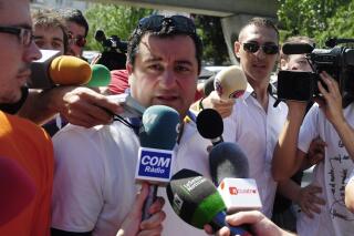 FILE - Mino Raiola arrives at the Camp Nou stadium in Barcelona, Spain, on Aug. 26, 2010. Superstar agent Mino Raiola has died after a long illness. He was 54. Raiola had been undergoing treatment at Milan’s San Raffaele hospital, where he was visited by Zlatan Ibrahimovic this week. (AP Photo/Manu Fernandez, File)