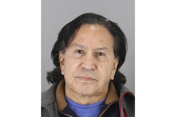 FILE - This booking photo released on March 18, 2019, by the San Mateo County Sheriff's Office shows former Peruvian President Alejandro Toledo Manrique. A U.S. judge on Wednesday, April 19, 2023, ordered the former Peruvian president to surrender to federal agents after an appeals court denied his latest motion to stop his extradition back to Peru where he faces charges he accepted millions of dollars in bribes. (San Mateo County Sheriff's Office via AP, File)