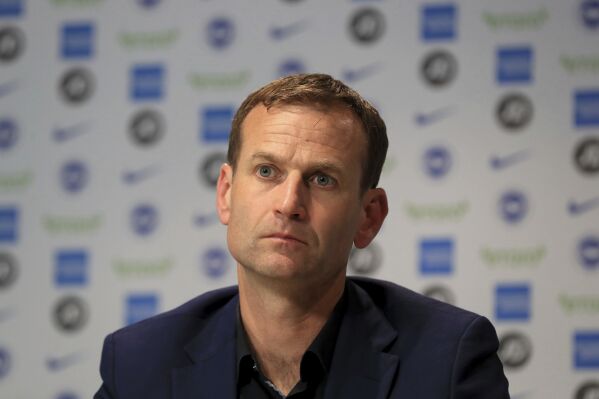 FILE - Dan Ashworth attends a press conference on May 20, 2019. Dan Ashworth has worked in the shadows in English soccer for more than a decade, instilling a so-called “DNA” into its improving national teams and then shaping the growth and philosophy of Premier League clubs Brighton and Newcastle. Now Ashworth could be handed maybe his biggest task yet: Overseeing the reboot of fallen giant Manchester United. (Gareth Fuller/PA via AP)