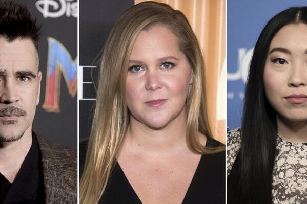 This combination photo of celebrities with birthdays from May 29 - June 4 shows Laverne Cox, from left, Antoine Fuqua, Colin Farrell, Amy Schumer, Awkwafina, Anderson Cooper and Angelina Jolie, . (AP Photo)