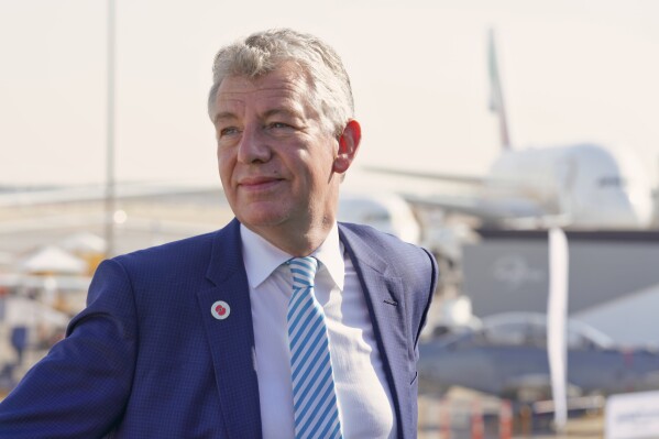 FILE - Paul Griffiths, the CEO of Dubai Airports, attends the Dubai Air Show in Dubai, United Arab Emirates, on Nov. 15, 2021. Dubai International Airport, the world's busiest for international travel, announced Tuesday, Aug. 22, 2023, it served 41.6 million passengers in the first half of this year — exceeding figures for the same period in 2019 as travelers return to the air after the lockdowns of the coronavirus pandemic. (AP Photo/Jon Gambrell, File)