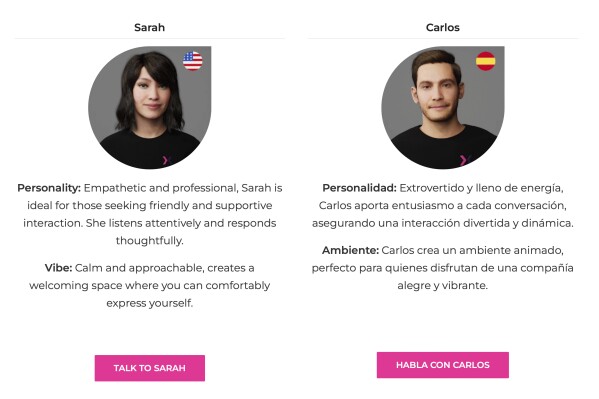 A demonstration of an AI avatar for conducting video calls with patients.